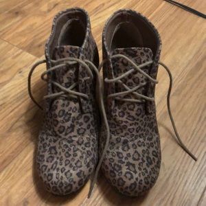 Cheetah print wedge booties